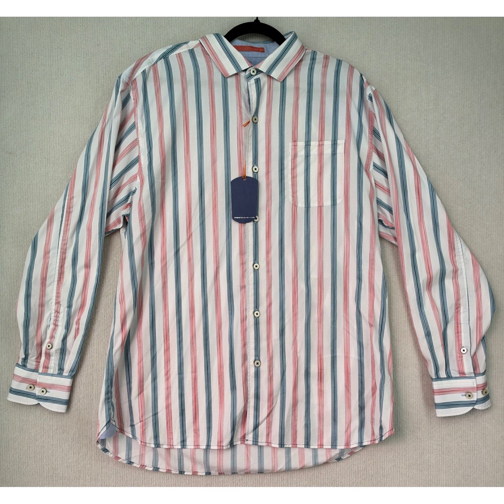 Tommy Bahama Saltom Stripe Shirt Men L NWT $128 100% Cotton Long Sleeve 0454